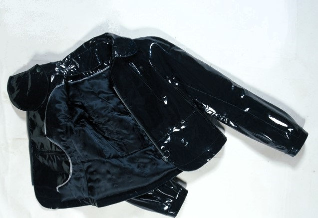 CHARLOTTE ICONIC VINYL CROPPED BLACK COAT
