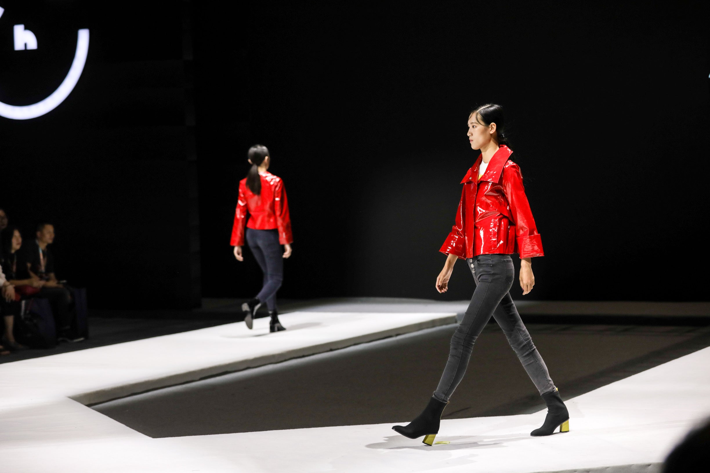 Audrey waterproof red vinyl jacket