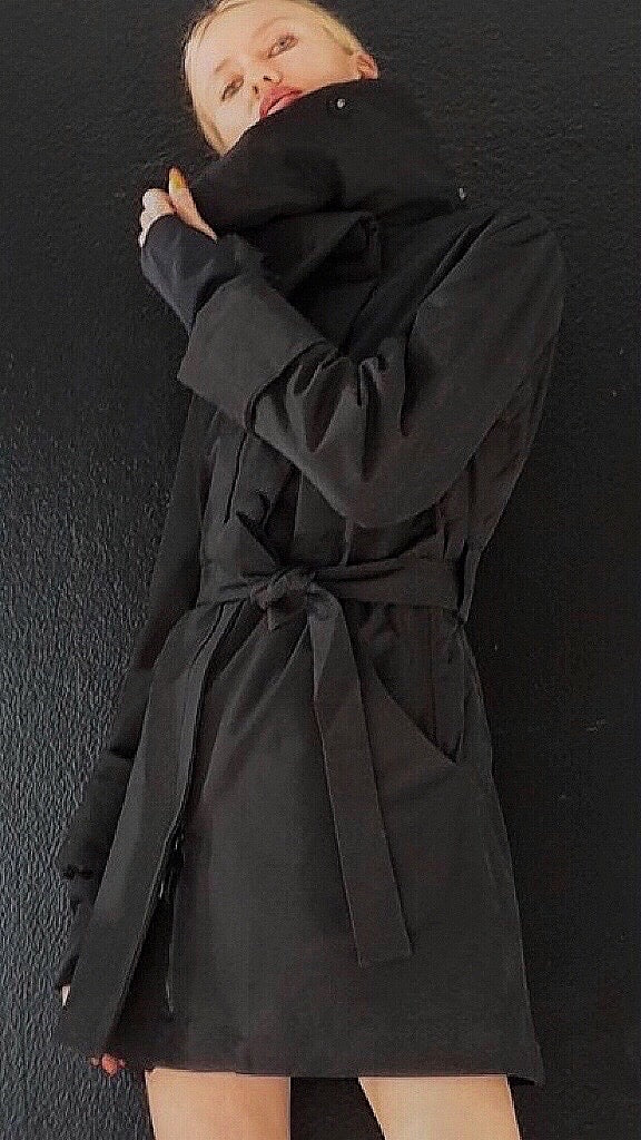 Riding black waterproof elegant trench coat