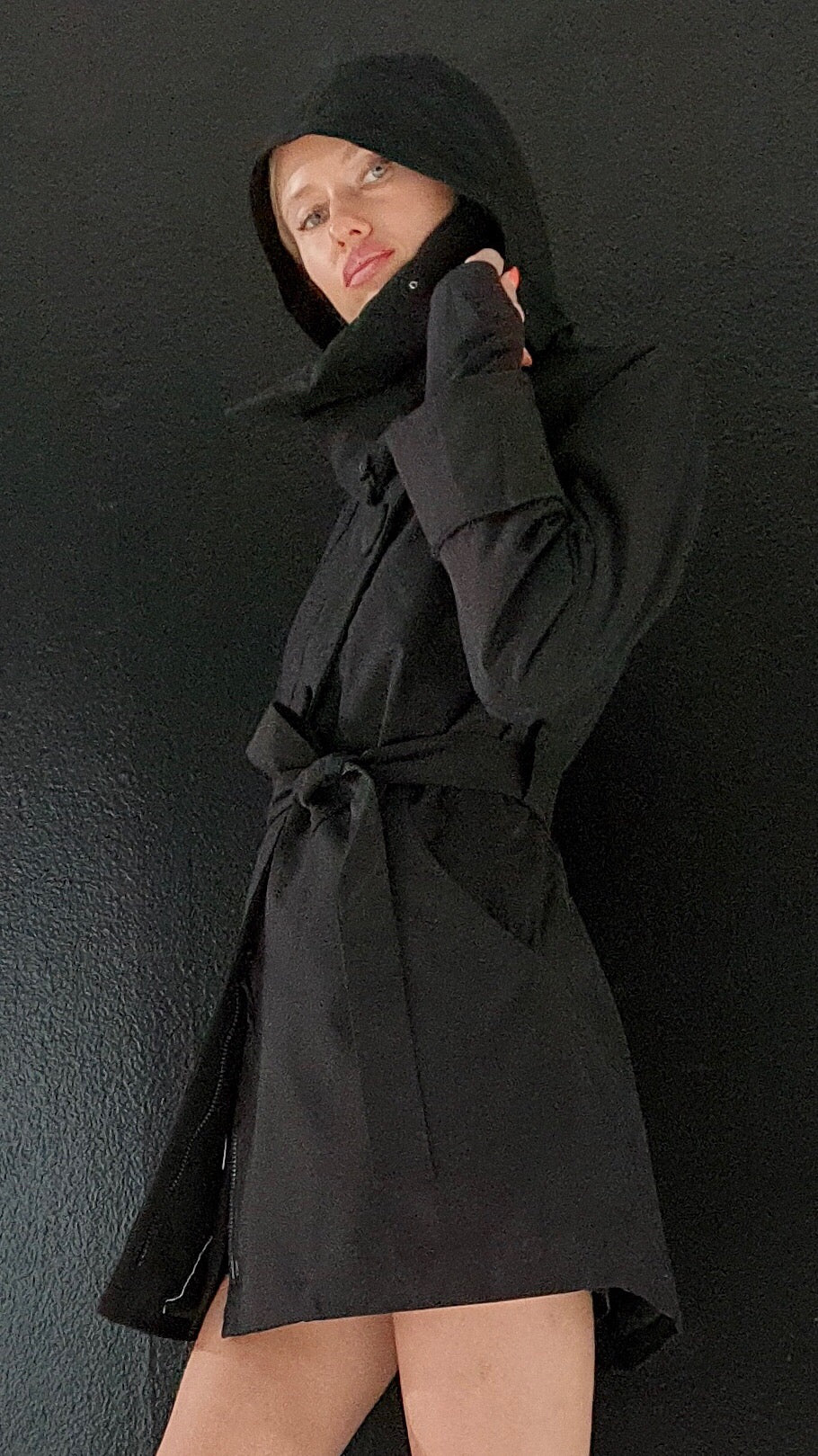 Riding black waterproof elegant trench coat