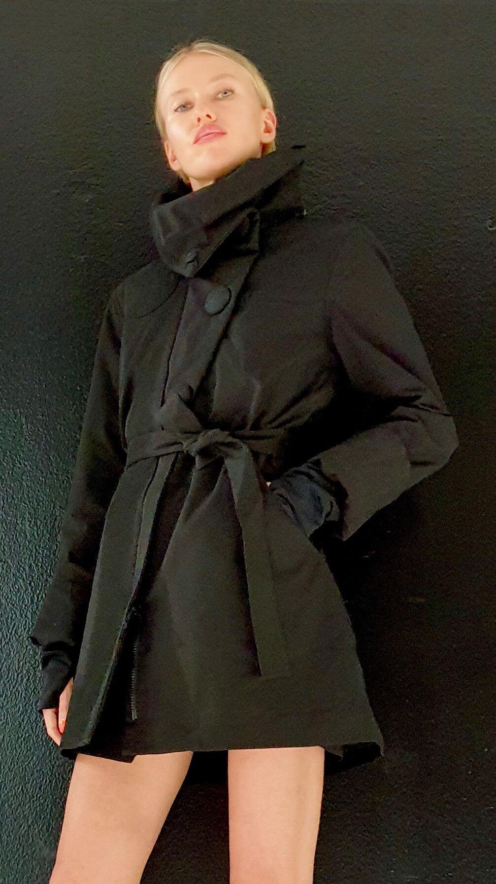 Riding black waterproof elegant trench coat