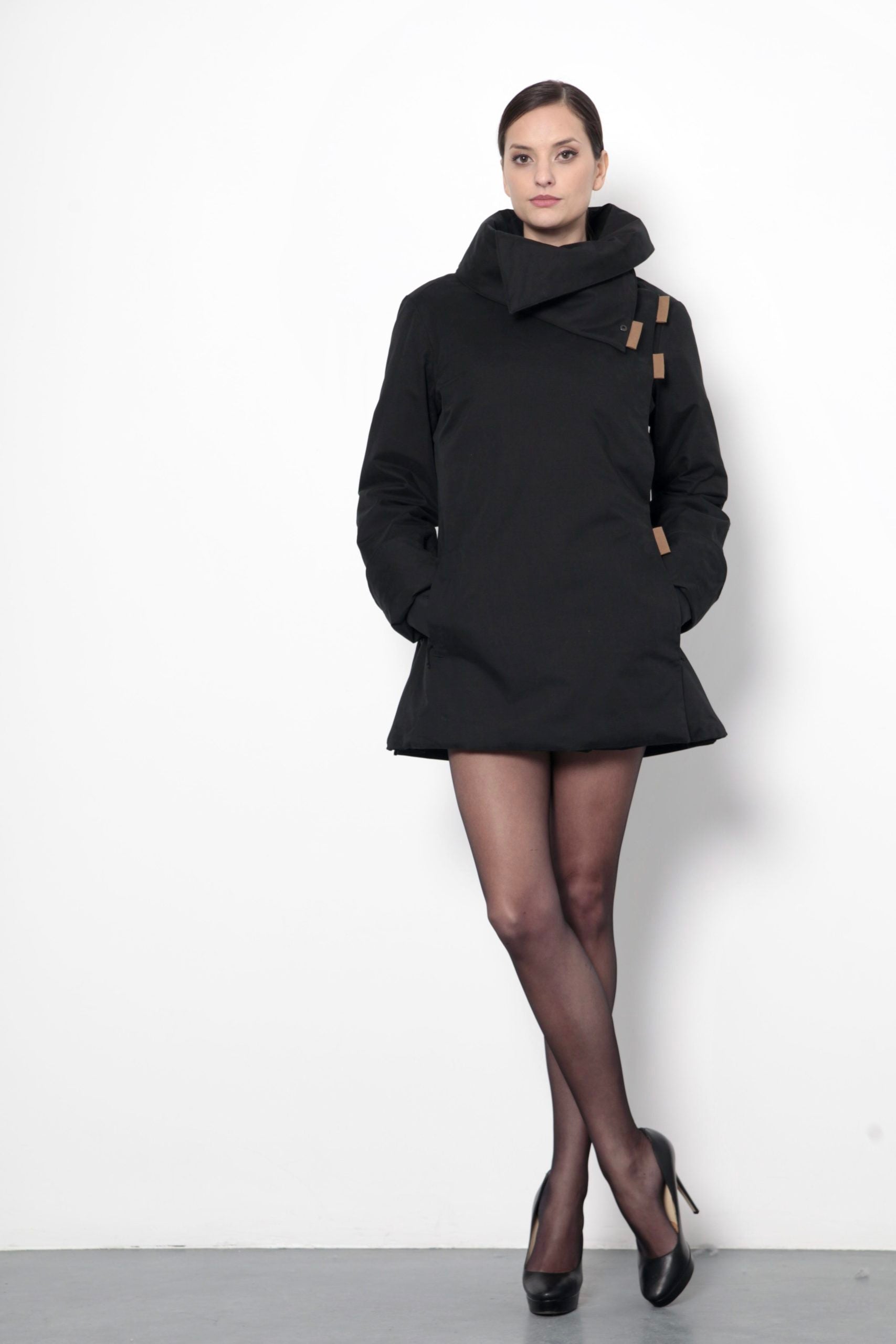 Twiggy black / tobacco waterproof raincoat