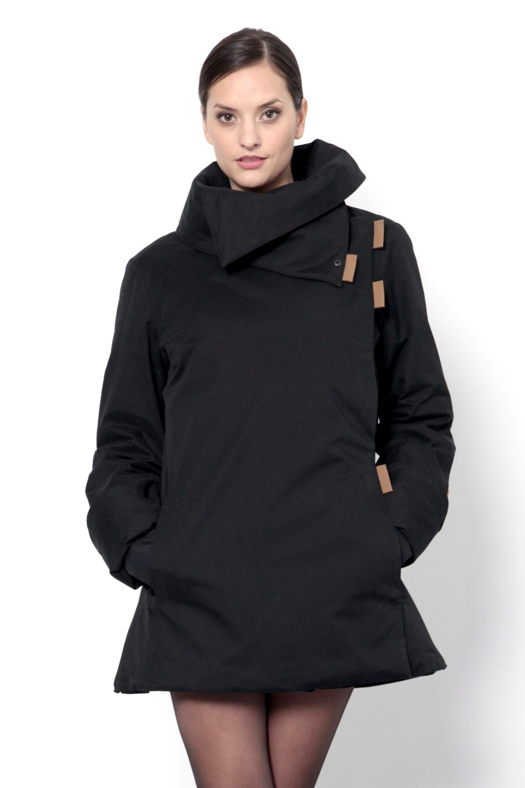 Twiggy black / tobacco waterproof raincoat