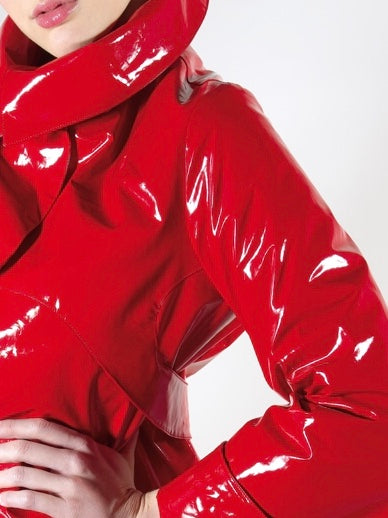 Audrey waterproof red vinyl jacket