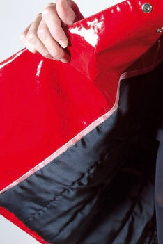 Audrey waterproof red vinyl jacket