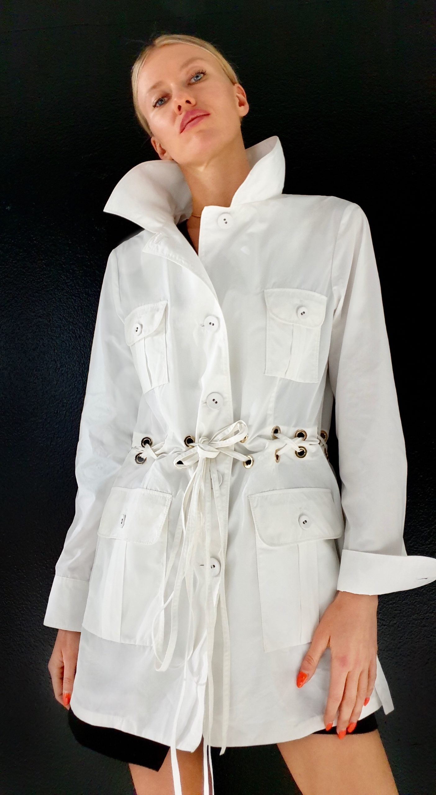 The chic Saharan white Safari Jacket