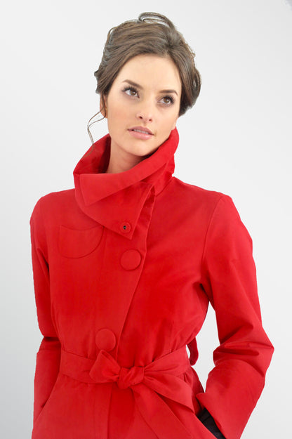 Riding red waterproof trench coat