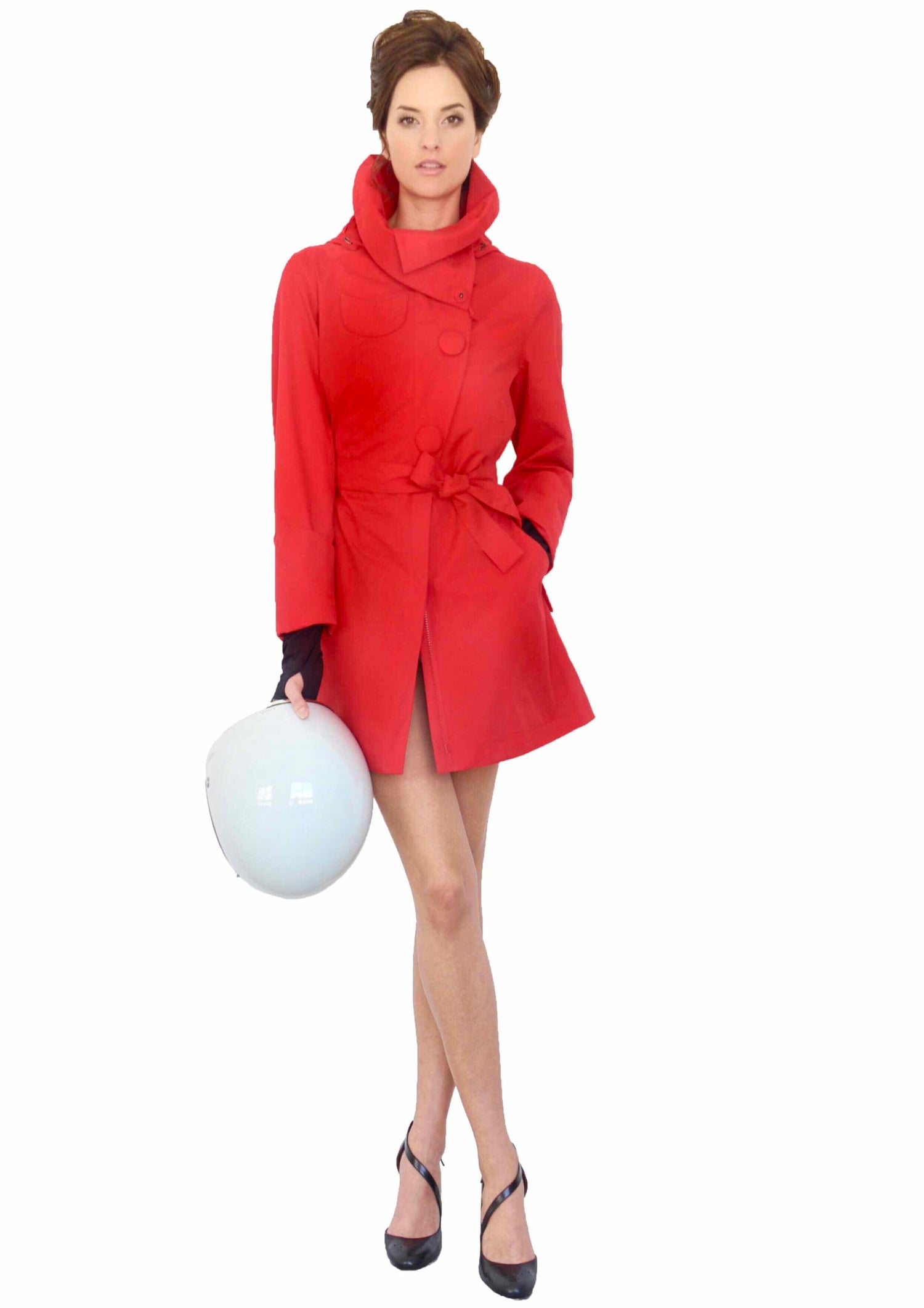 Riding red waterproof trench coat