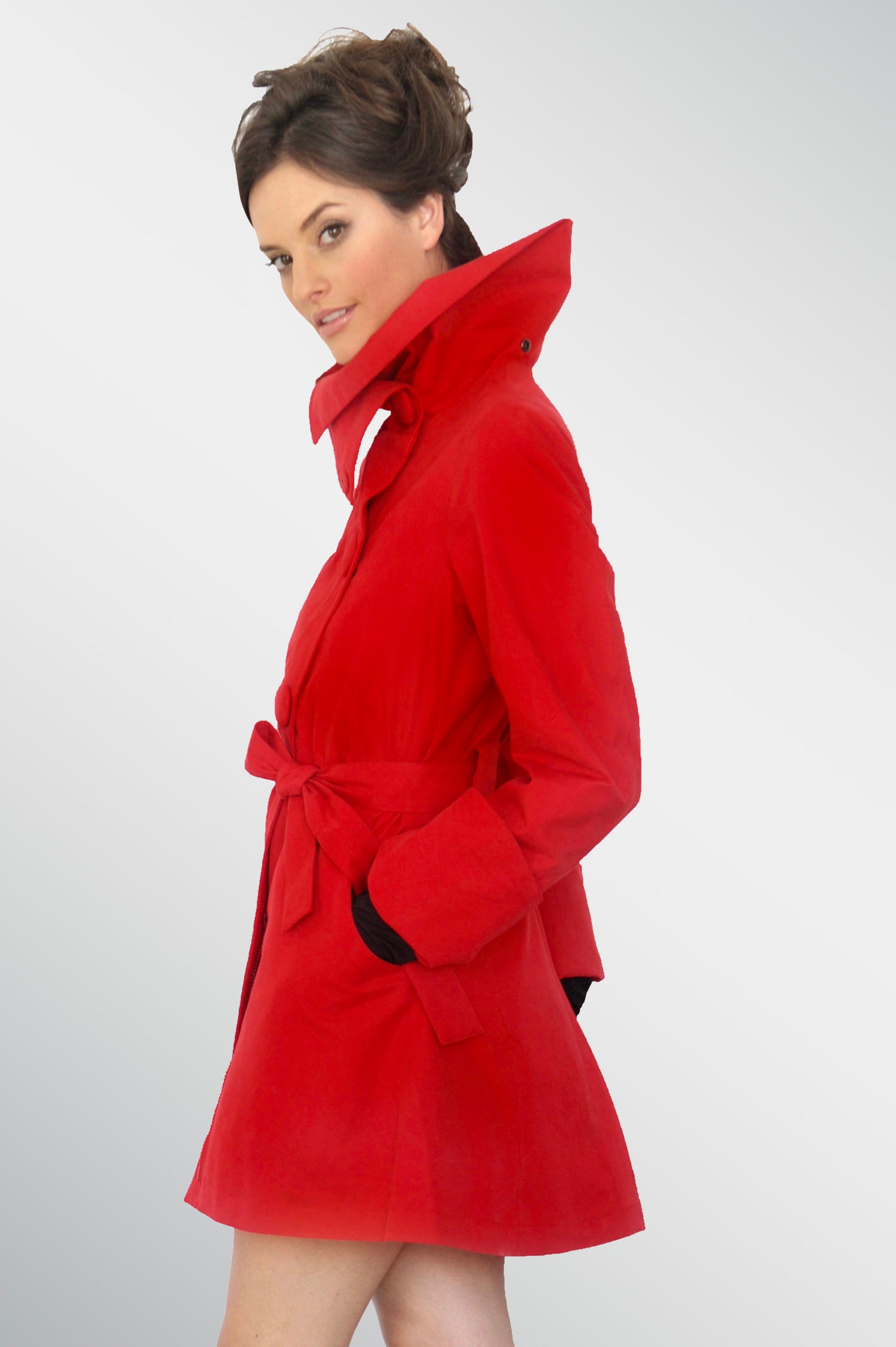 Riding red waterproof trench coat