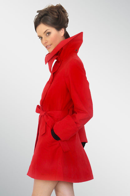 Riding red waterproof trench coat