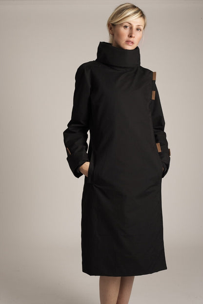 Twiggy black / tobacco waterproof long winter coat