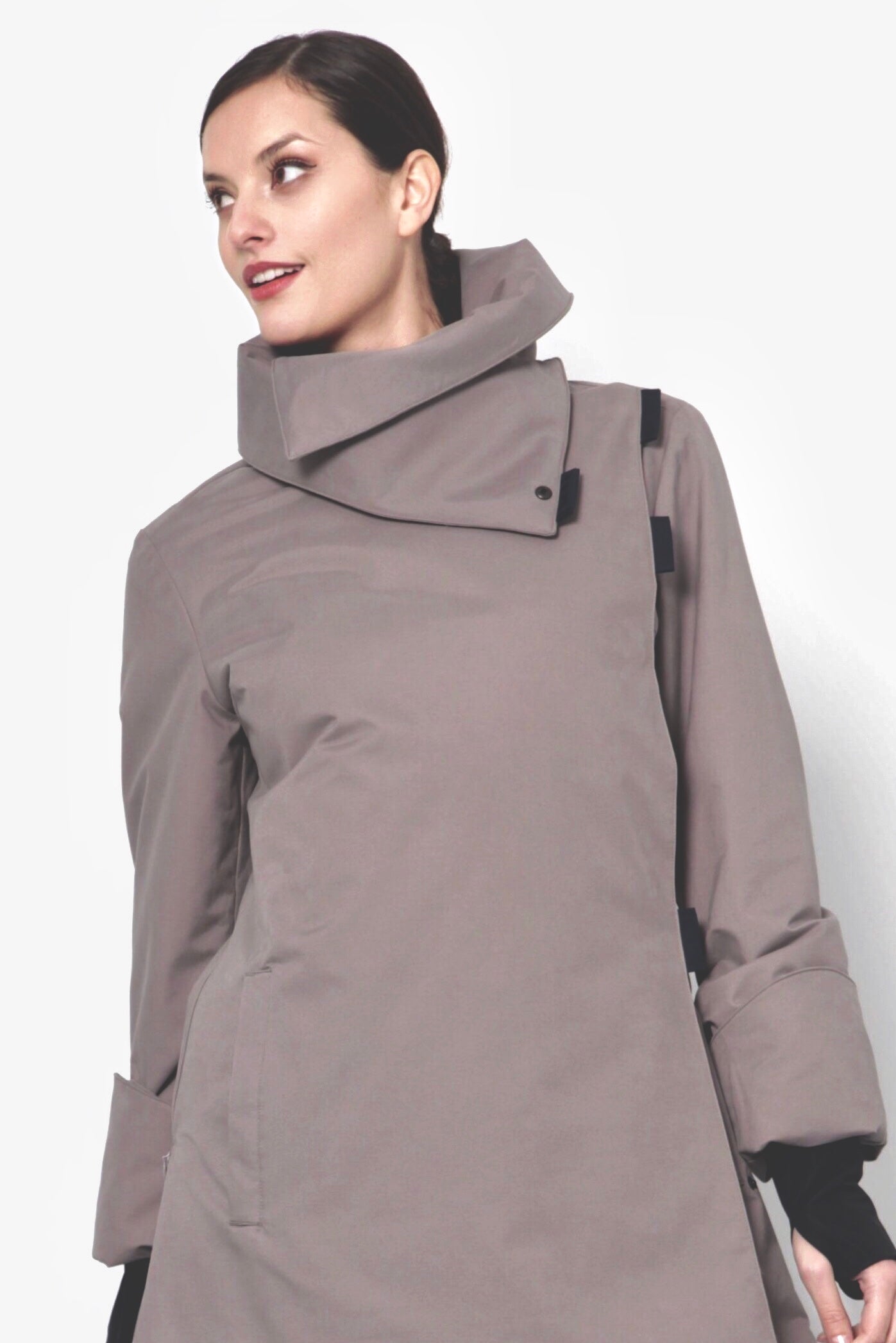 Twiggy cinder grey / black waterproof long winter coat