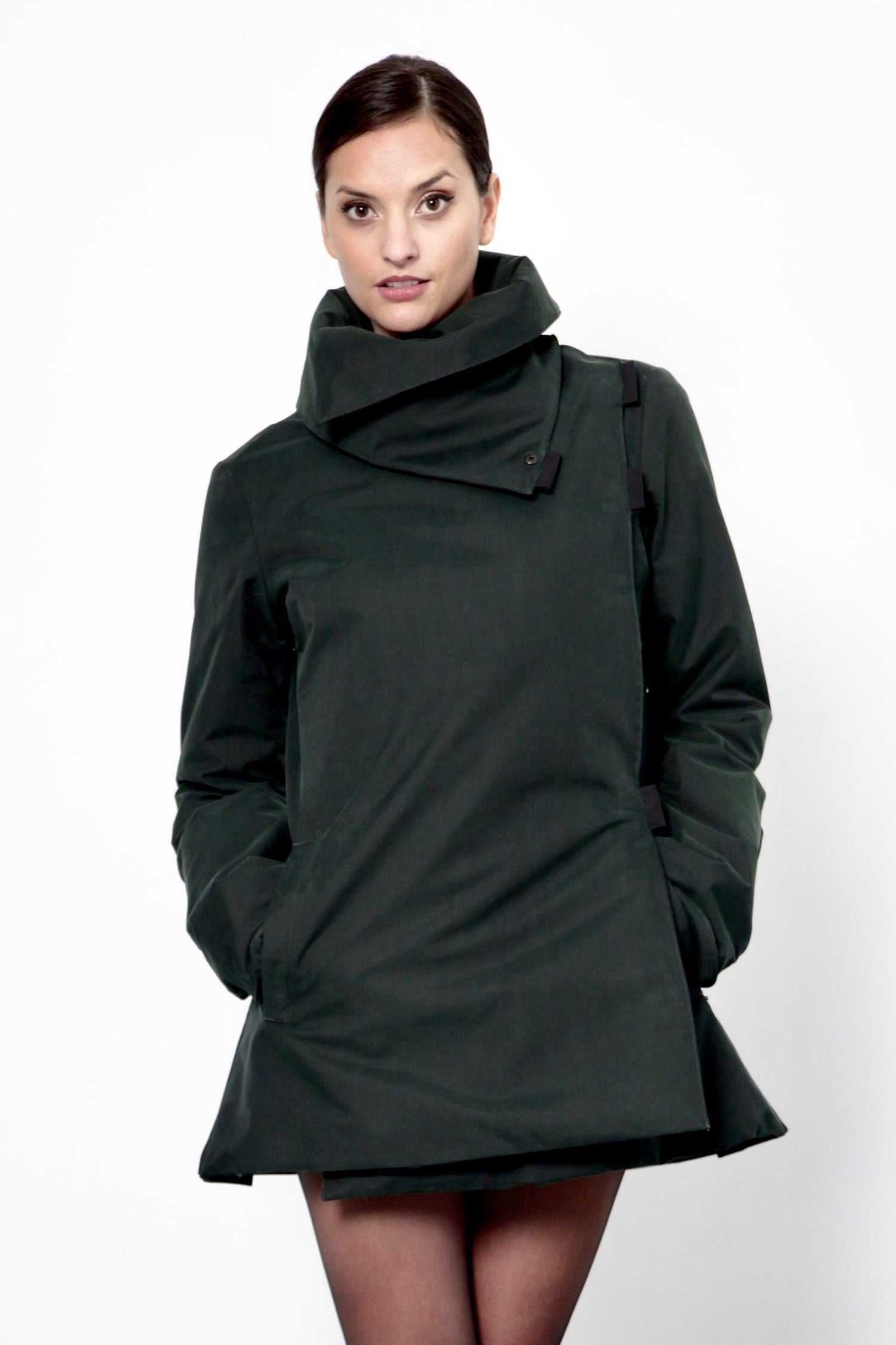 Twiggy jet green / black waterproof winter coat