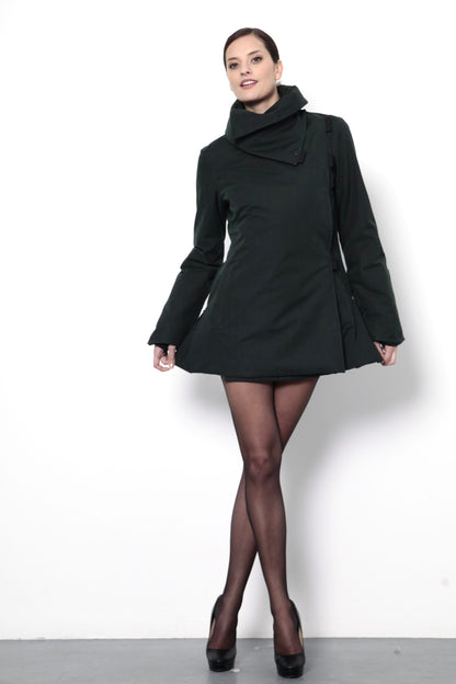 Twiggy jet green / black waterproof winter coat