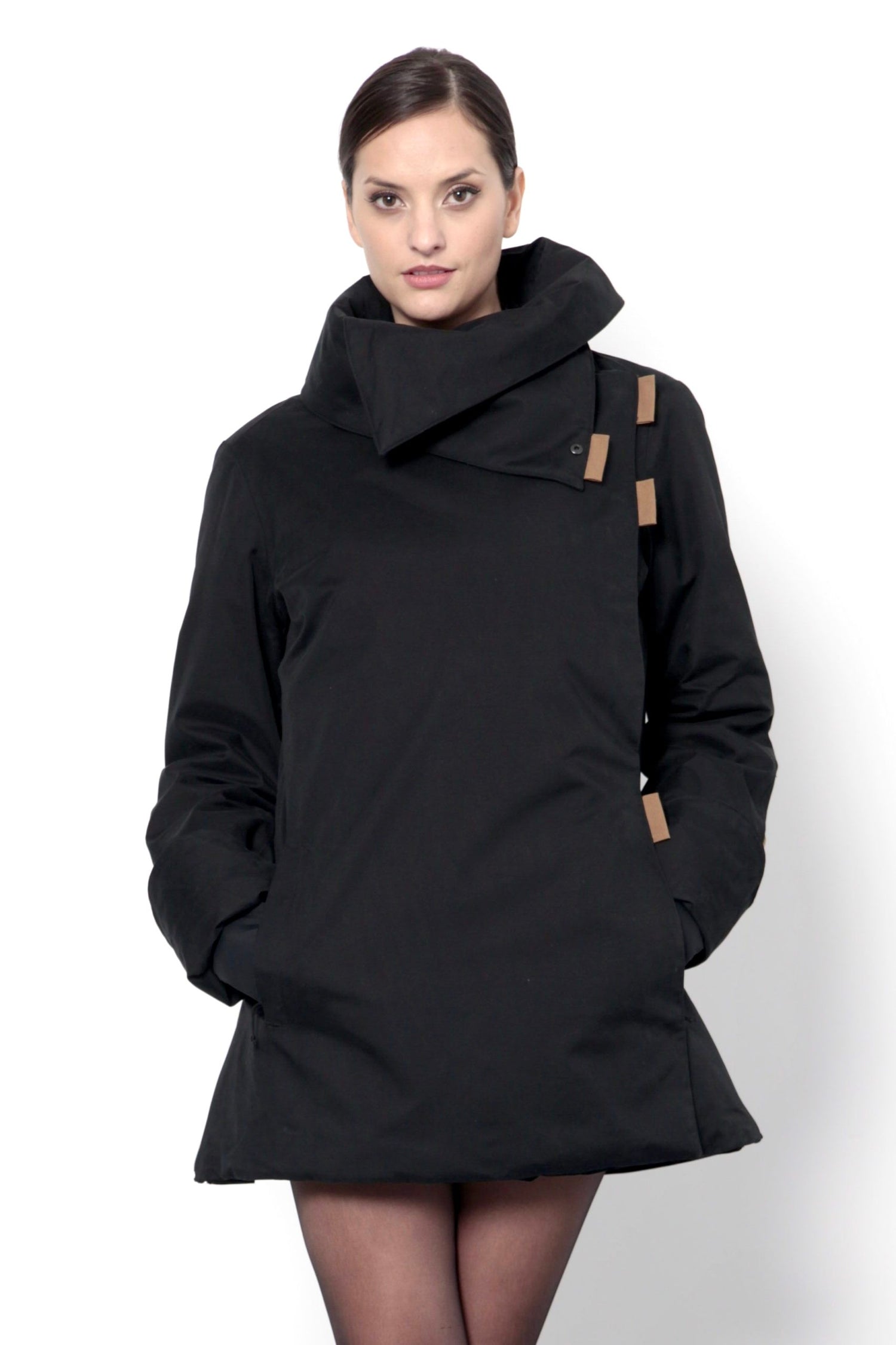 Twiggy black / tobacco waterproof winter coat