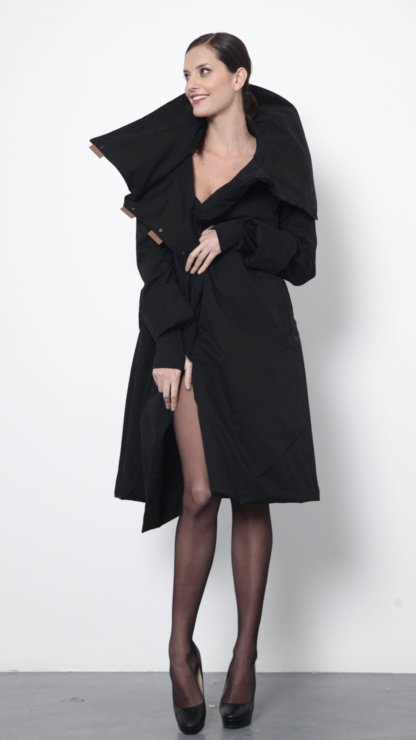 Twiggy black / tobacco waterproof long winter coat