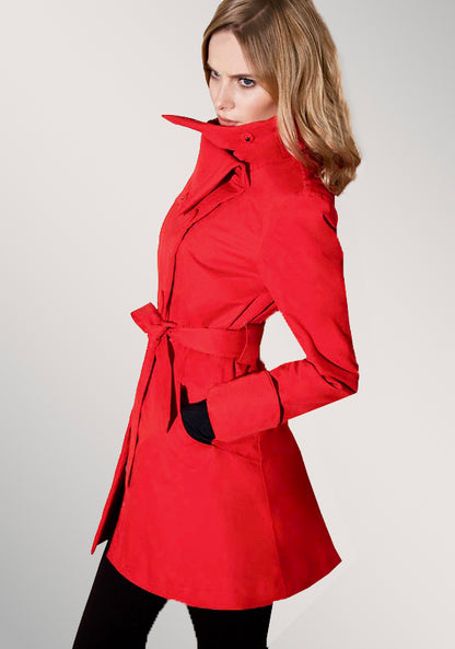 Riding red waterproof trench coat