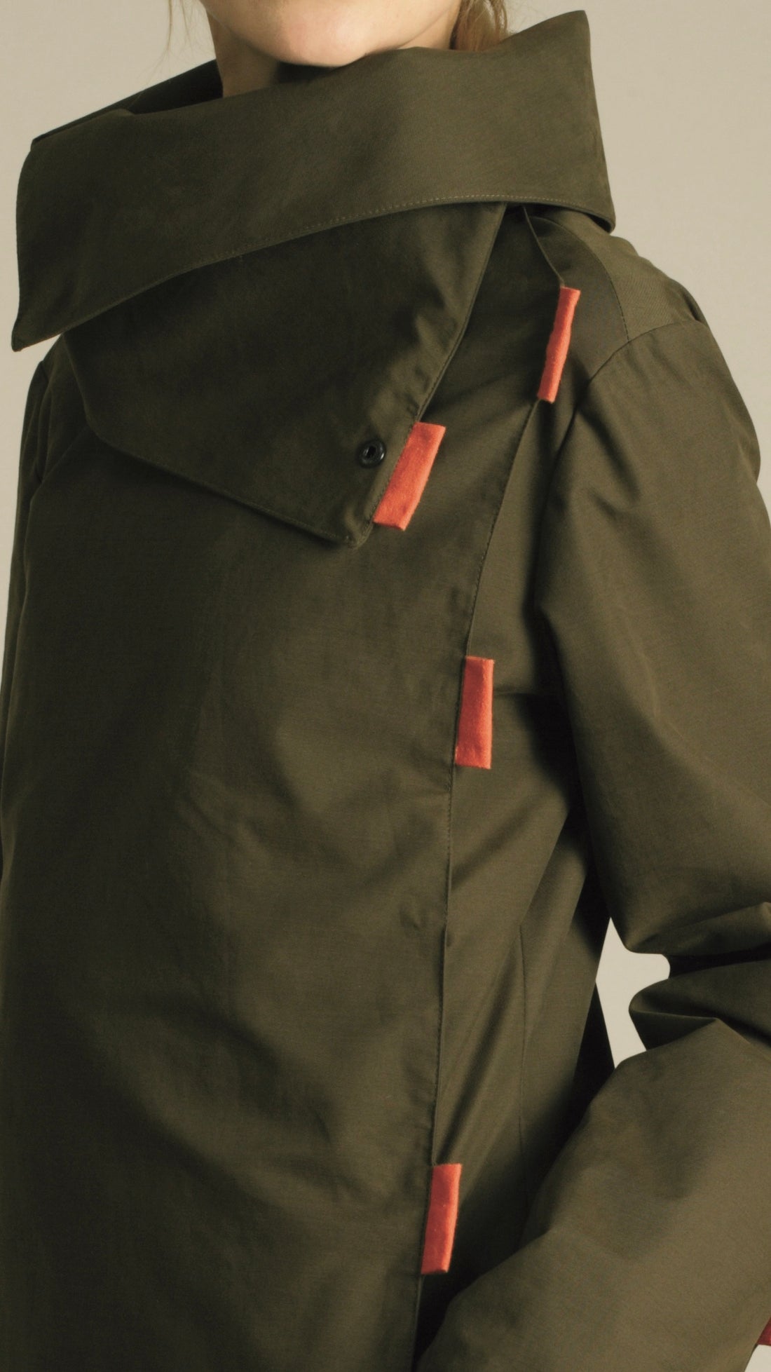 Twiggy khaki green / orange waterproof long winter coat