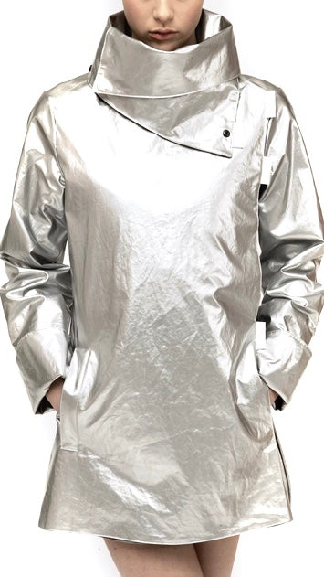 Twiggy waterproof silver vinyl jacket