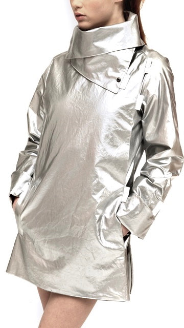 Twiggy waterproof silver vinyl jacket