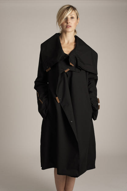 Twiggy black / tobacco waterproof long winter coat